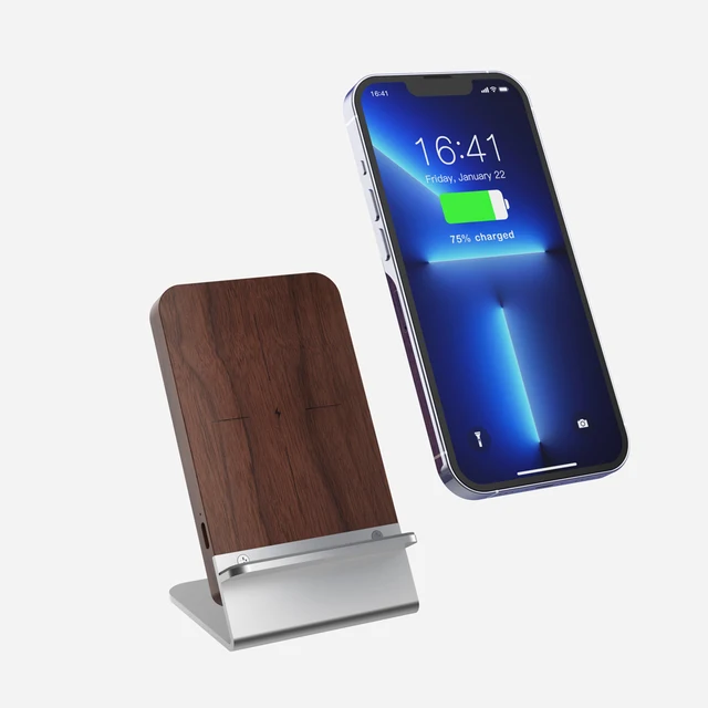 2024 Fast Wood Wooden Wireless Charger Induction Wooden Wireless Charger with Metal Stand for All Mobile Phones