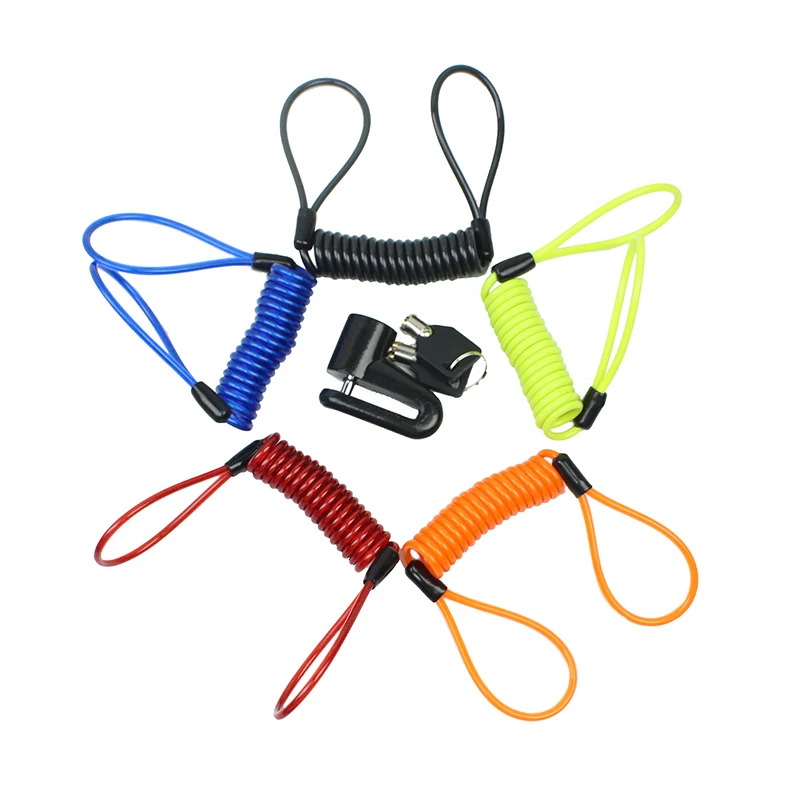Alarm Disc Lock Safety Alarm Warning Spring Coil Wire  Reminder Rope Brake Carry Pouch for Bike Motorbike Scooter Anti Theft