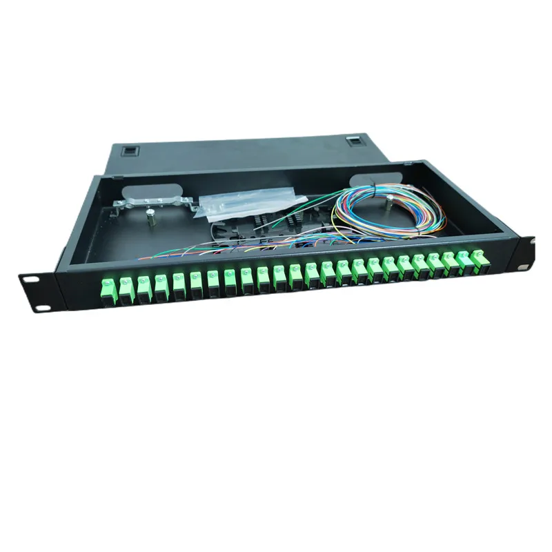 Fixed Simplex SC UPC 1U 24 Ports Fiber Optic Patch Panel 19 Inch Standard Installation for ODF Network Cabinet
