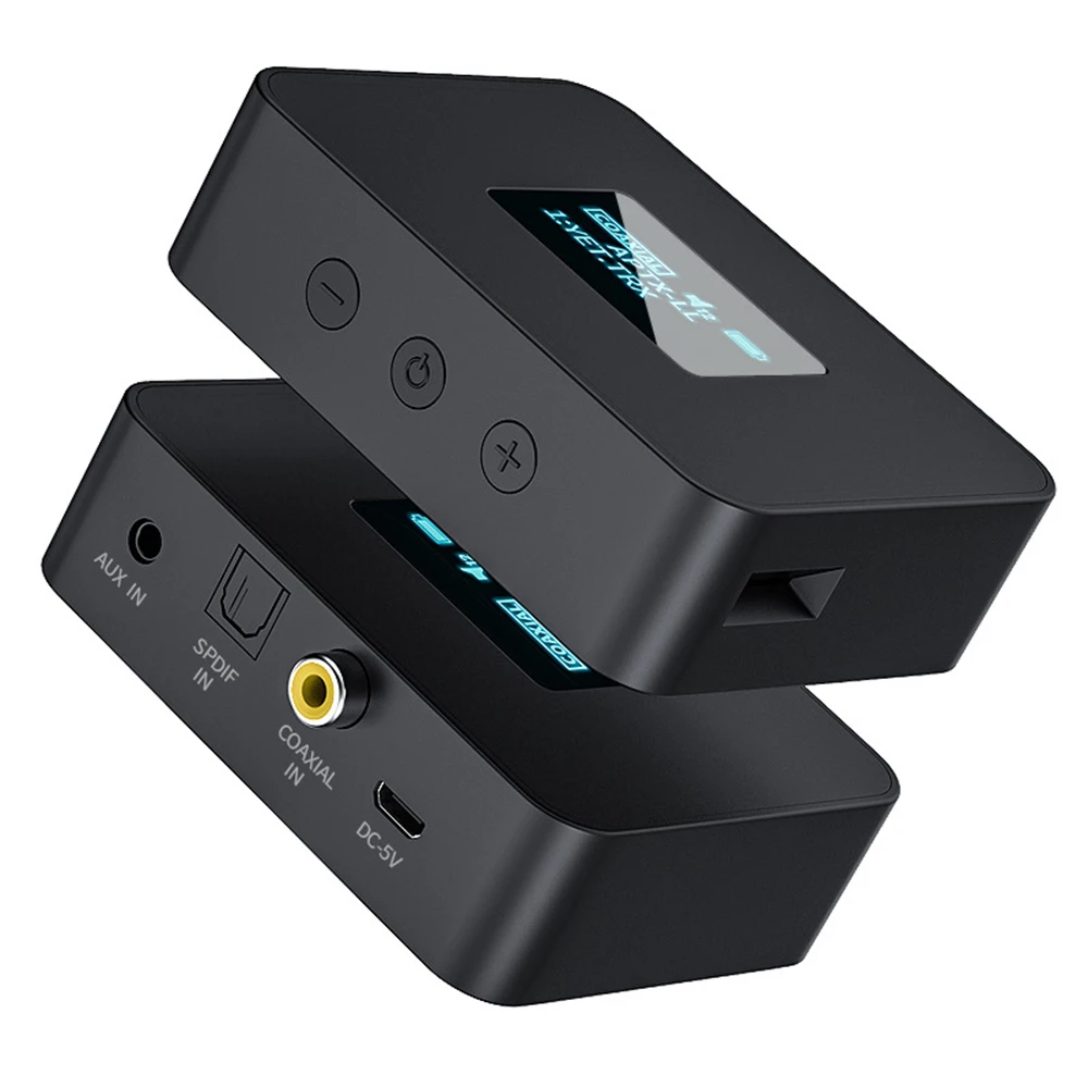 BT 5.2 Transmitter with 3.5mm AUX COAX Audio Ports Wireless Audio Transmitter for TV Home Stereo with LCD Display BT40C