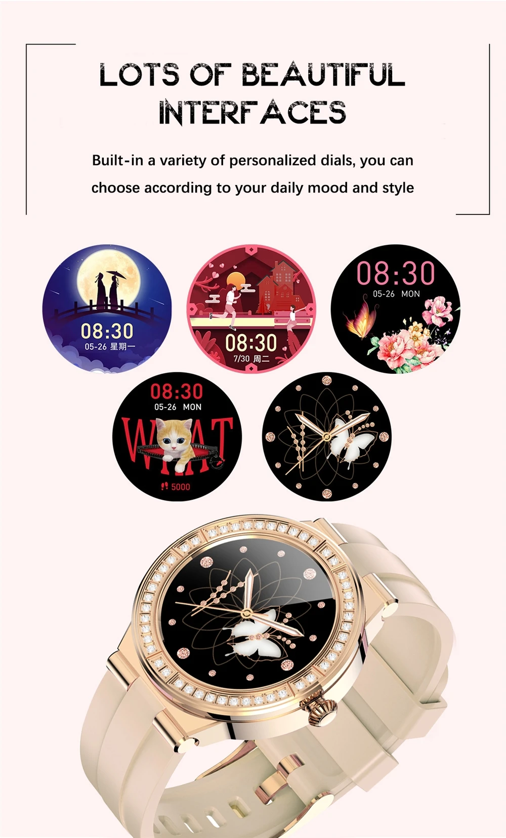 Wholesale LIGE BW0323 beautiful gold female smartwatch nice