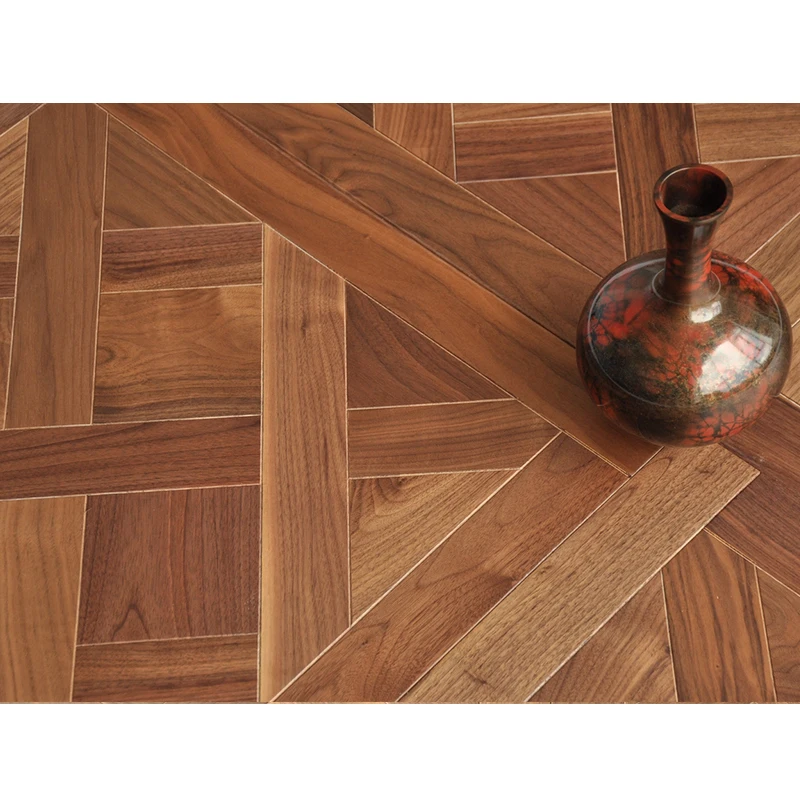 High Class Interior Walnut Parquet Massif 600x600x15(2)mm American Walnut Wood Versailles Parquet Flooring