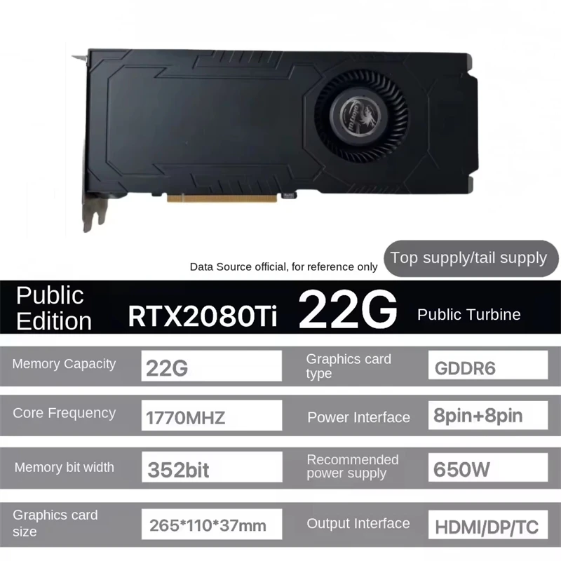 RTX 2080 Ti 22GB Graphics Card - High Performance Video