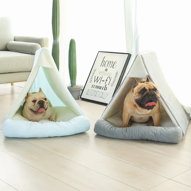 Wholesale Cheap Nordic Simple Pet Tent Thickened Indoor Dog and Cat Bed Kennel Breathable Cloth Nest with Solid Pattern