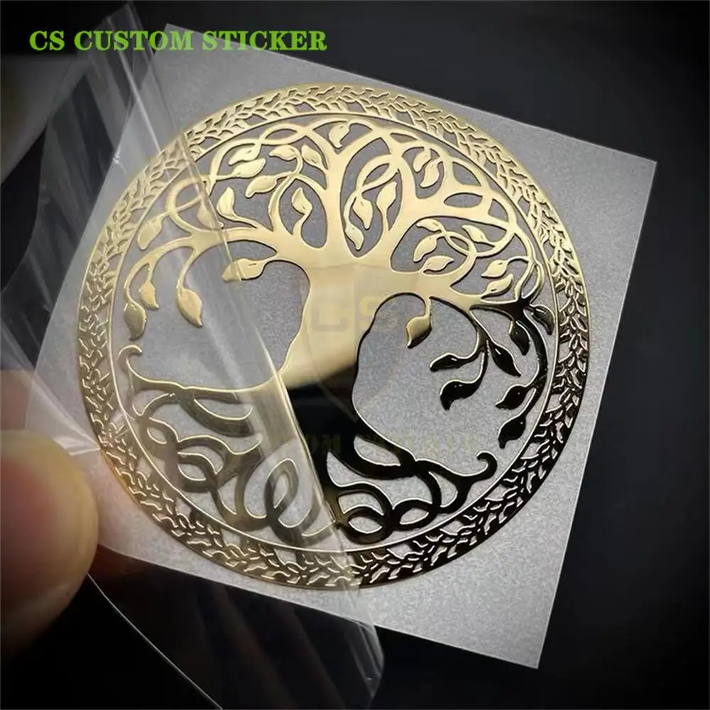 CS Custom Metallic Sticker Thin Electroform Gold Nickel Transfer Embossed Metal Logo Letter Label 3d Metal Printing Stickers