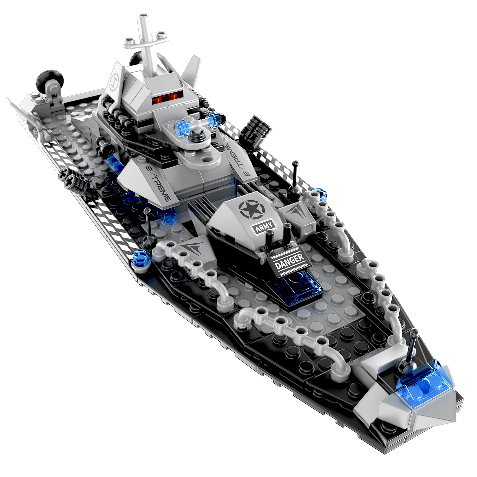V107 Military Battleship Stem Toys Ship Rc Boat 2 In 1 Construction ...