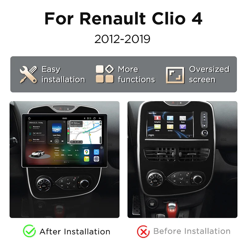 Junsun X9 Carplay Android Autoradio per Renault Clio 4 2012-2019 Lettore DVD per auto 2K QLED 2000*1200P 7870 2.7GHz 5G/4G LTE_voghion.com