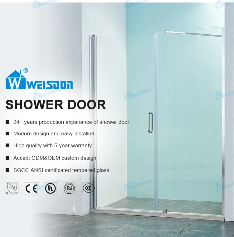 Weisdon Factory Direct Aluminum Alloy Pivot Shower Door Framed Tempered
