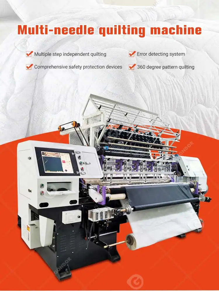 Computerized Cnc Multi Multiple Needle Computer Industry Double Needle Continue Small Quilt Machine Cpu Italy