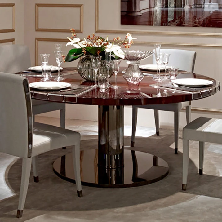 Metal Frame Artificial Marble Modern Style Luxury Minimalist Style Applique Thickened Marble Countertop Dining Table Set