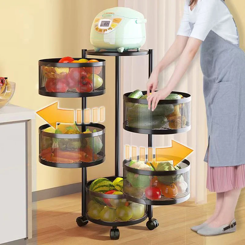 Kitchen Storage Rack 5 Tier Rack Rotatable Storage Vegetable Basket 360 ...