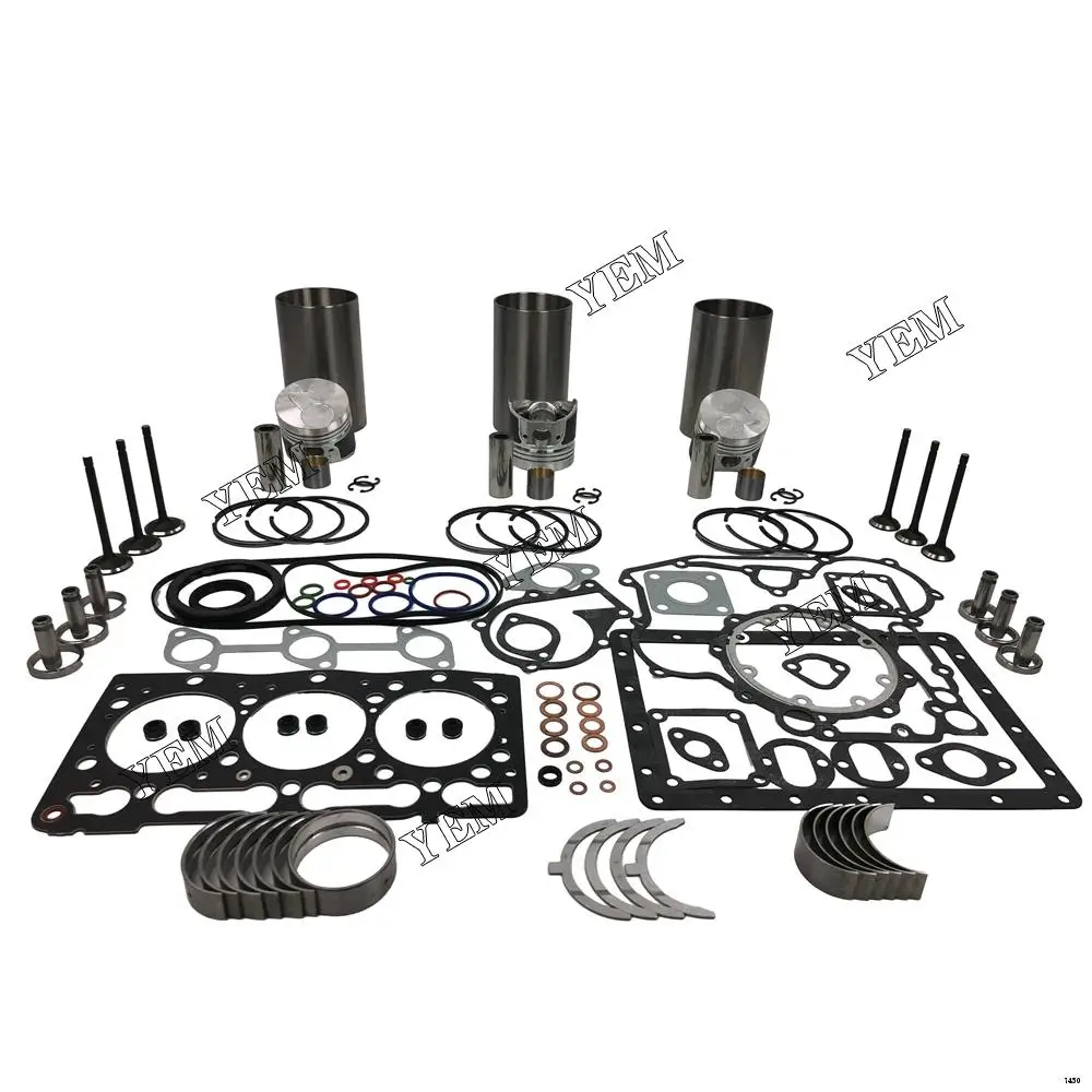 Overhaul Gasket Kit With Cylinder Gaskets Piston Rings Liner Bearing Valves Fit for Kubota D1005