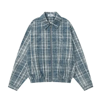 High Quality Shirt Jacket Men's American Style Retro Casual Jacket Plus Size Long Sleeve Plaid Men's Flannel Jacket