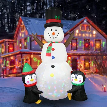 New year  holiday Snowman Penguin Outdoor Rotating lights LED Christmas  Inflatable Decorations