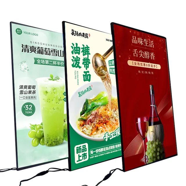 led ultra-thin light box custom billboard wall drawing tempered glass illuminated poster store billboard