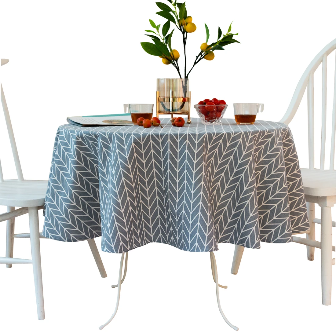 luxury water proof tablecloth geometric round printed linen