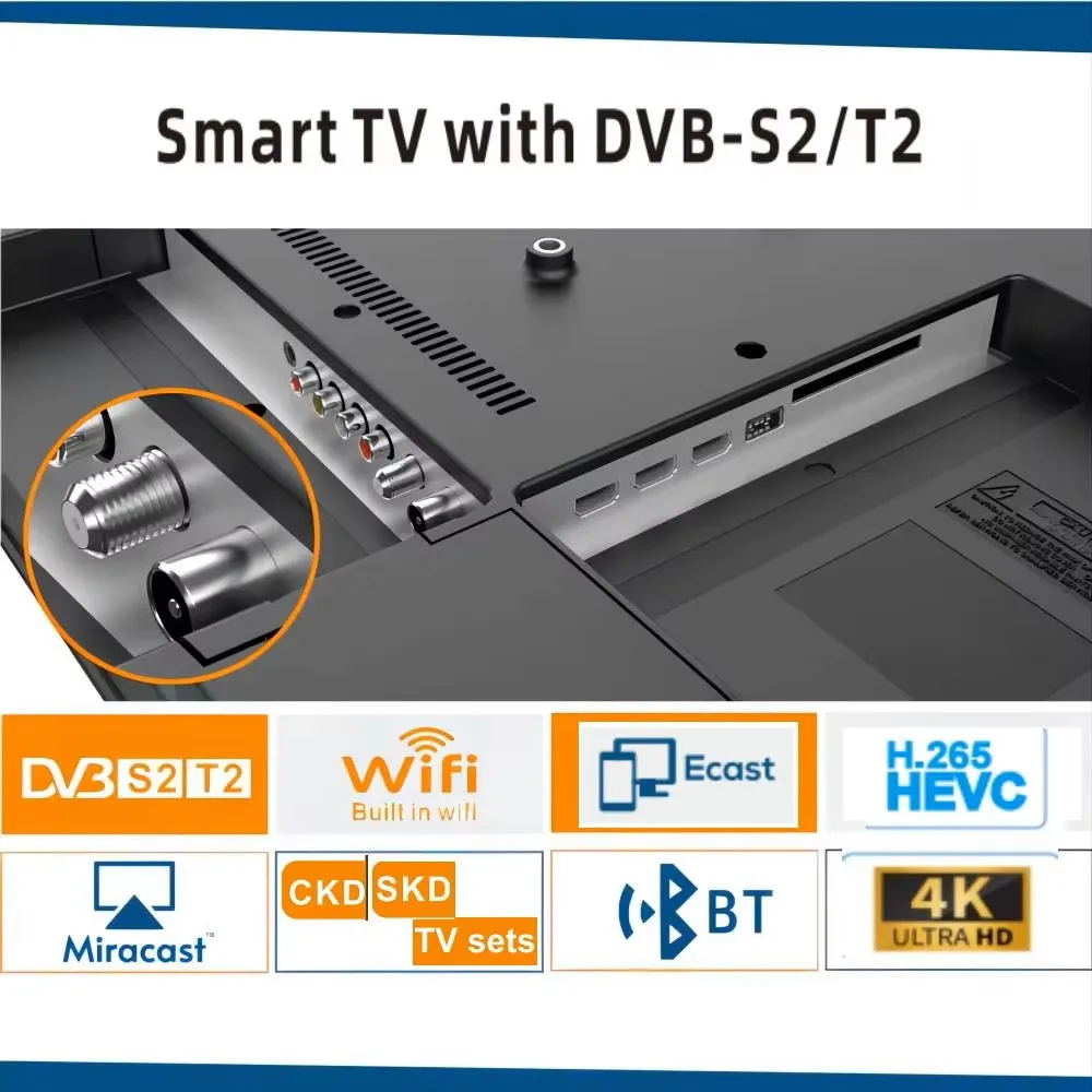 OEM ATV CKD SKD LED Smart 32/43inch Android TV 4K 2k Wifi Voice Remote Control Streaming TV Television Ecast HDTV Custom logo