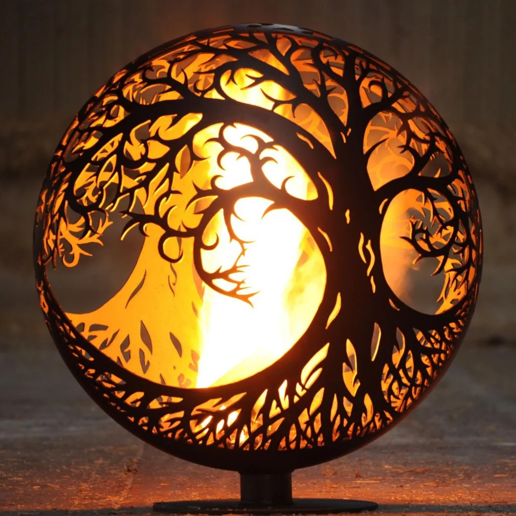 Laser Cut Custom  Decorative Modern Design Outdoor Warming  Fire Sphere Corten Steel Fire Pit