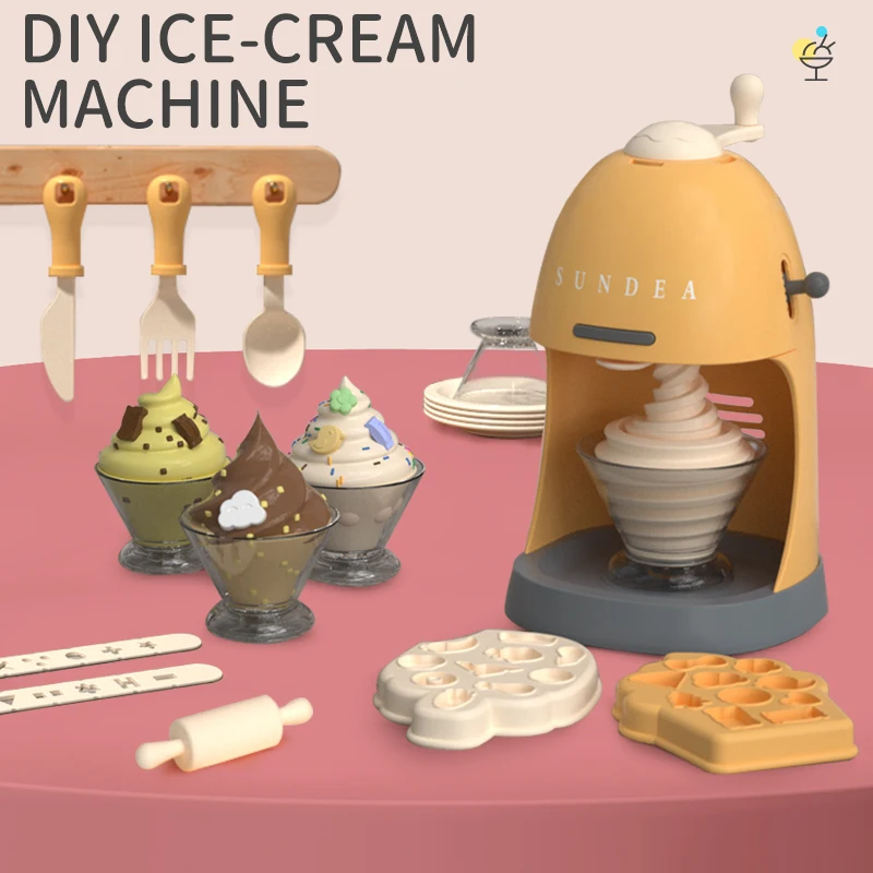 ITTL Diy Ice Cream Set Toys Play Dough Machine Non Toxic and Repeated Playing Color Dough
