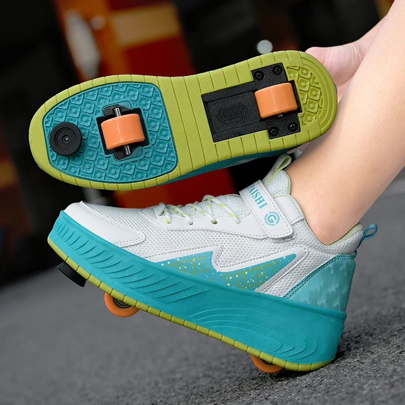 PONERAIT Women's 2-Wheel Roller Skates Shoes Fashion Girls Sneakers With  Wheels Dual-Purpose Roller Skating Casual Shoes