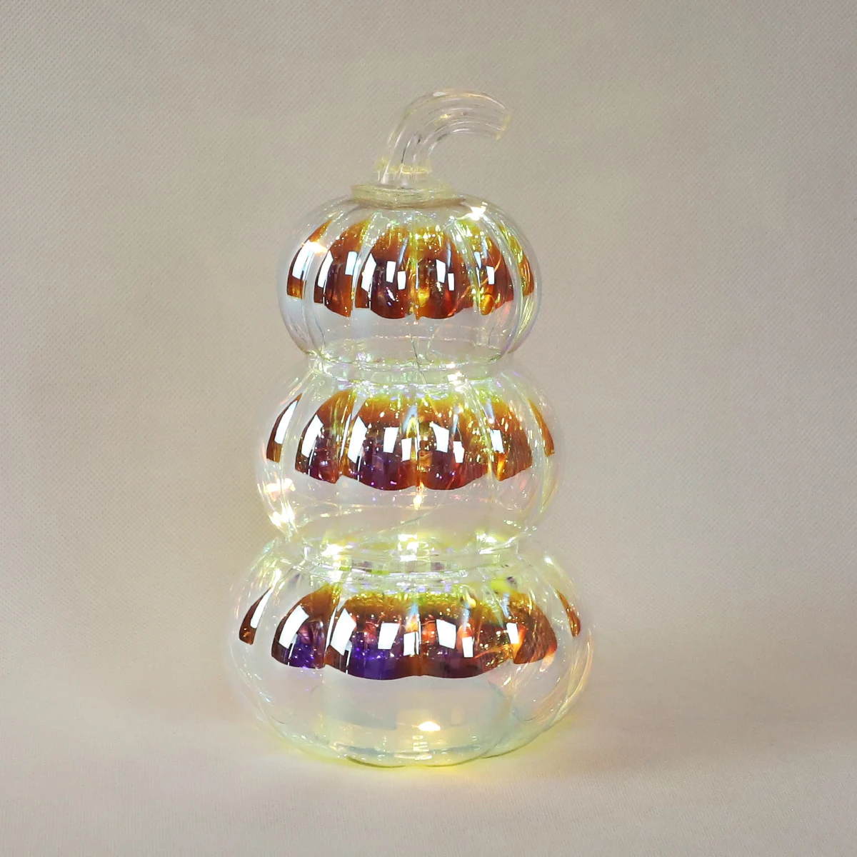 glass pumpkin for halloween 3 pcs LED artificial halloween pumpkin sale for indoor fireplace mantel table