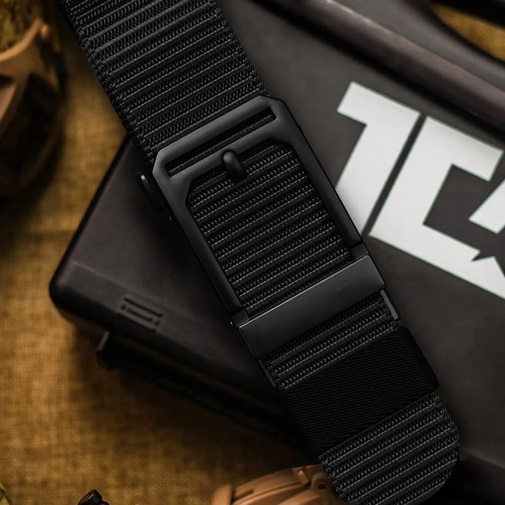 Training Durable Adjustable Men's Ratchet Nylon Web Work Belt with Automatic Slide Buckle Tactical Belt