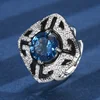 open size Blue pointed crystal ring