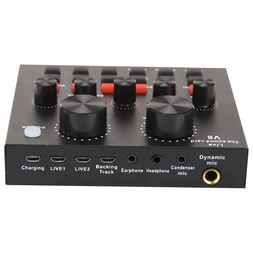 V8 Audio USB External Sound Card Headset Microphone Webcast Personal Entertainment Streamer Live Broadcast for PC Phone Compute