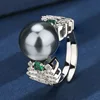 open size Green gray bead ring