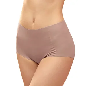 Lady's Solid Mid Waist Sexy Seamless Underwear No Show Full Coverage Briefs Cotton Crotch Breathable Stretchy Invisible Hipster