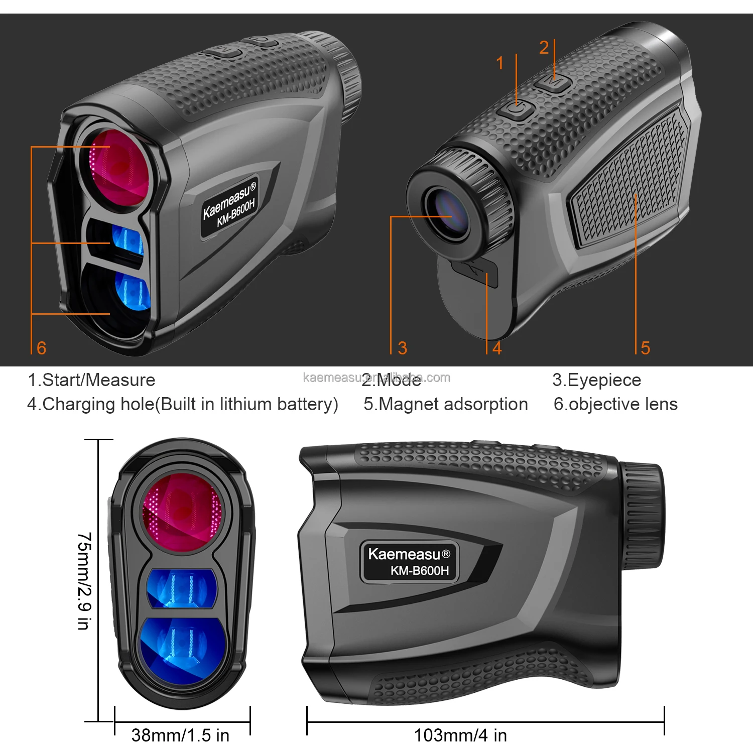 Kaemeasu Multifunction Laser Distance Meter Telescope Golf Laser Rangefinder Hunting Electronic Ruler With Magnet Adsorption