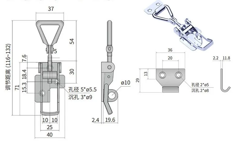 Factory Directly Steel Quick Release Toggle Clamp Clip 4001 4002 4003 Holding Metal Latch Hand Tool for Welding
