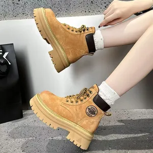 2026 Winter Short Tube Mid Heel (3-5cm) Round Toe Microfiber Square Heel  Boots