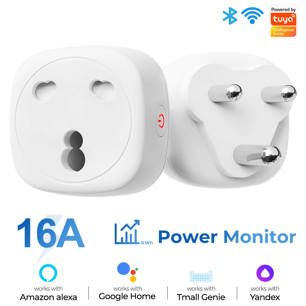 SMATRUL 16A Smart WiFi Bluetooth Plug with 2 USB Ports (2.4ghz WiFi Only) EU Plug