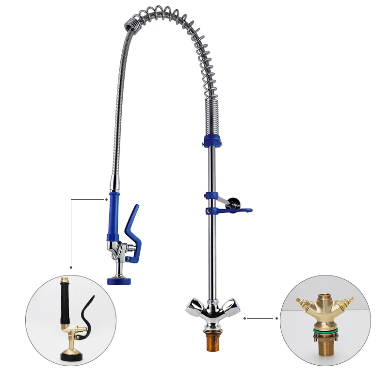 Luxury Commercial Deck Mounted Faucet Adjustable Height EasyInstall Dual Handle Pre Rinse Unit Single-Hole Options Sink Faucet