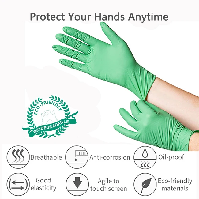 Nitrile Gloves Custom Glove Nitrile Black Powder Free Biodegradable