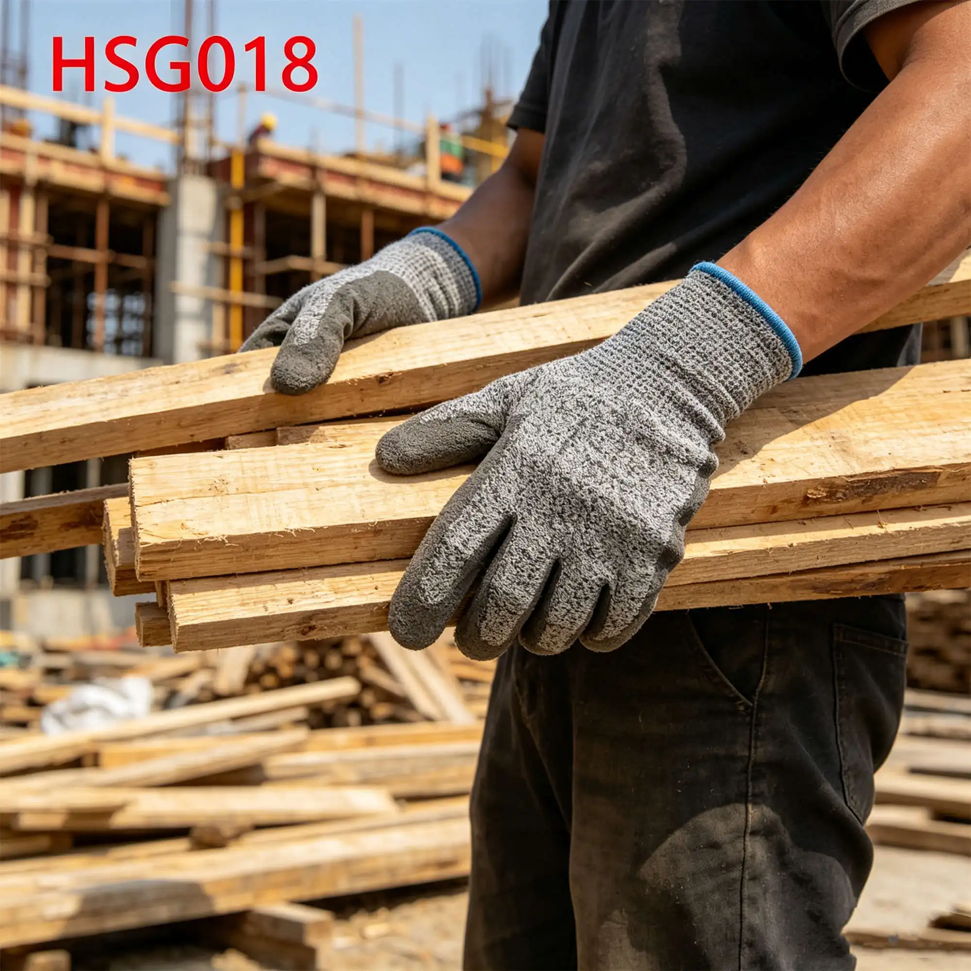 ZYF,industrial Tasks Reinforced Palm All-Purpose Gray Safety Gloves HPPE Fiber Reinforcement Construction Work Gloves HSG018