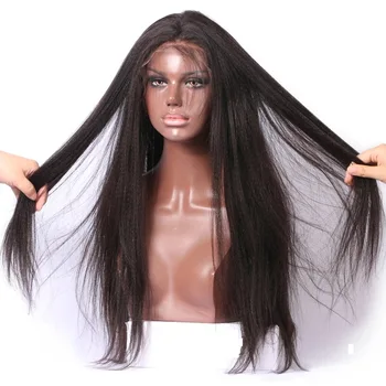 2019 Hot Virgin Brazilian Human Hair 360 Lace Wigs Natural Yaki Straight Wig For Black Woman Vendor