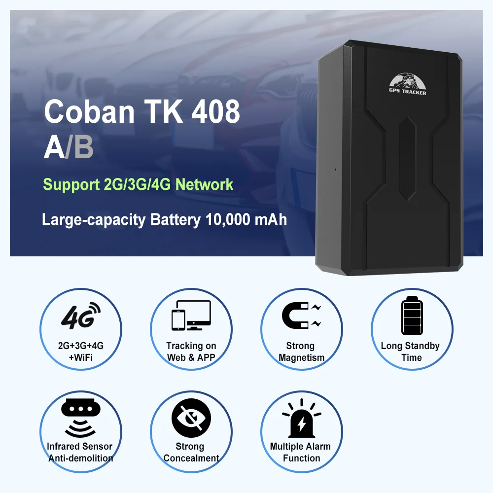 Coban 408 Magnet GPS Tracker 4G Phone Trackers 10000mAh Spy Gadgets With GPS Tracking System Mobile Tracking Software