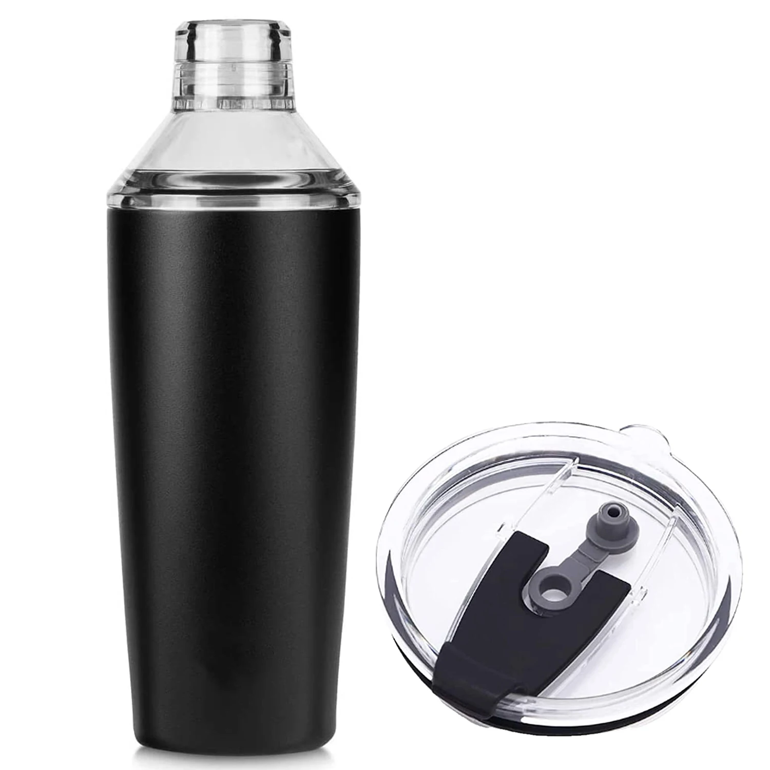 Premium Bar Tools 20oz Martini Cocktail Shaker Vacuum Insulated 2 In 1 Shaker With 2 Lids