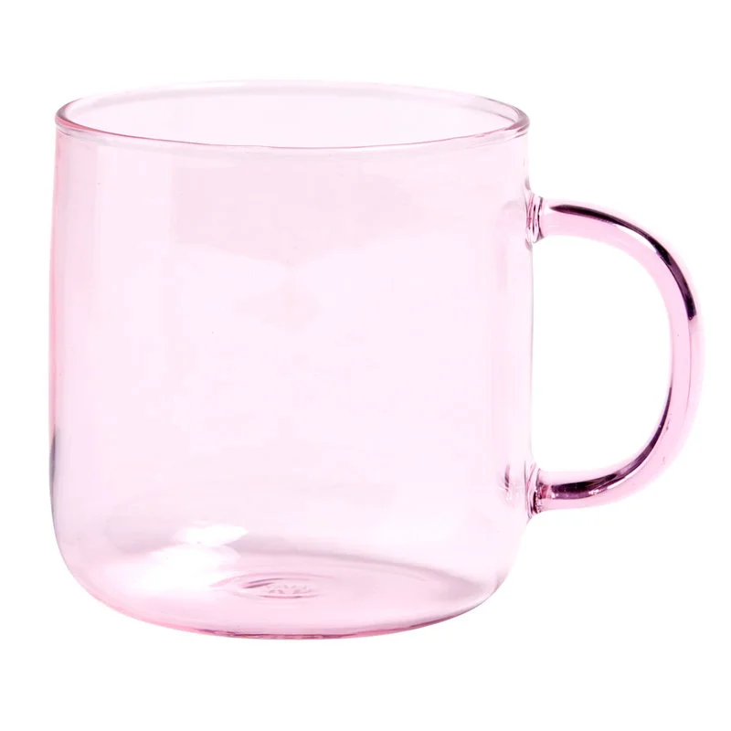 Customized Made Pink Colored Borosilicate Glass Mug With Handle Buy