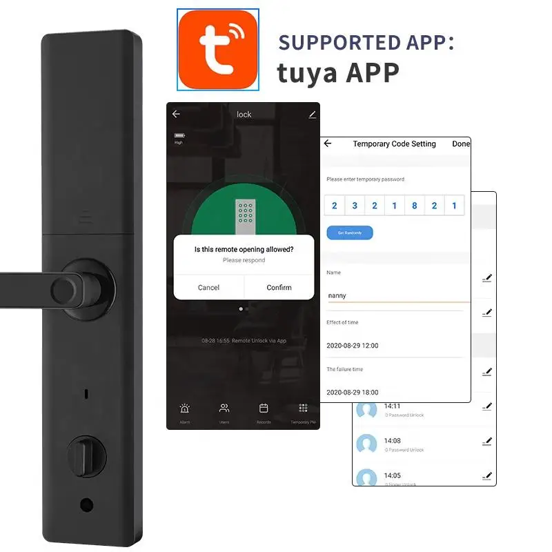 WiFi Smart Lock with Tuya or TTlock Fingerprint and Password Keyless Digital Door Lock for Wooden Doors Z13