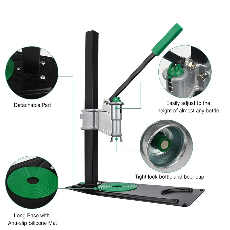 Профессиональная зеленая Автоматическая верстака ручная банка для пивных бутылок для домашнего пивоварения Кепка для соды
