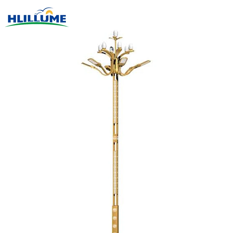 15m~45m height customized solar LED high mast light with lifting system