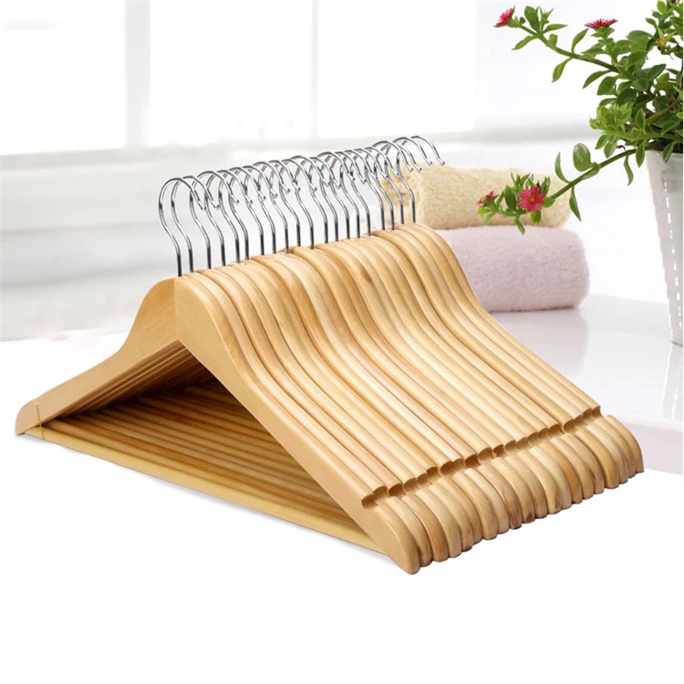 Factory Wholesale Coat Wooden Hanger Customized Logo Clothes Wood