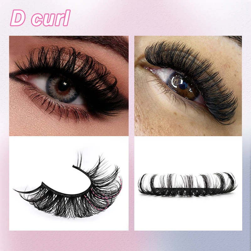 DINGSEN 10 Pairs Natural Volume DD Curl Eyelashes - Fluffy Faux Mink Lashes