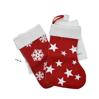 Factory Supplier Decoration Christmas Socks Cotton Linen Printing Candy Gift Socks Wholesale