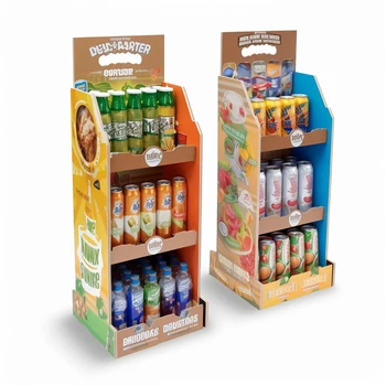 Custom Foldable Recycled Paper Cardboard Water Bottle Drink Snack Display Stand