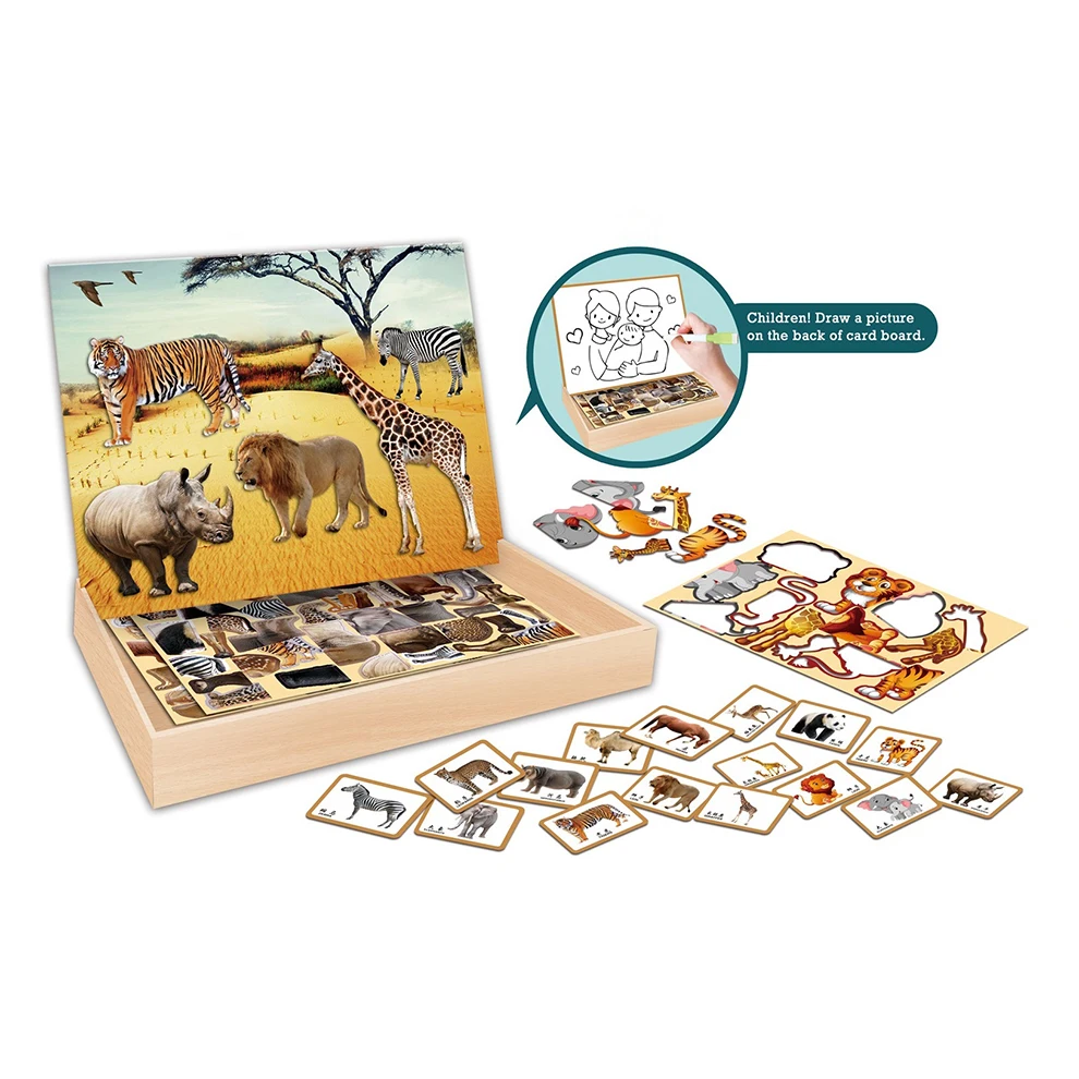 wooden magnetic animal puzzle