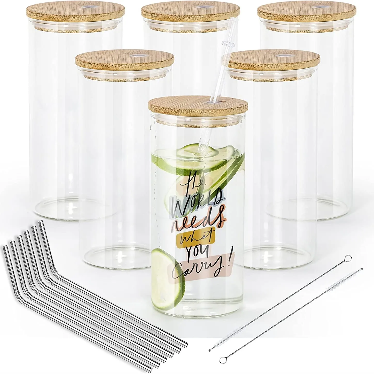 Drinking Glass 16 Oz Can Shaped Boba Tea Glass Beer Can Cups with Bamboo  Lids and Glass Straws for Juice Beverage Milk - China Heat-Resistant Office  Tea Cup Straw Hat Cup and